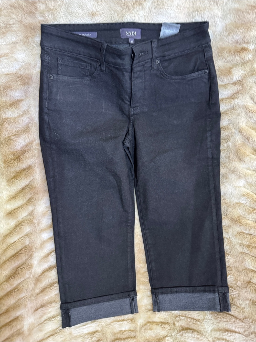 NYDJ Black Marilyn Crop Capri Black Jeans